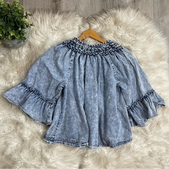 Free People Ainsley Denim‎ Top - Picture 8 of 9